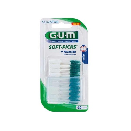 GUM Soft Picks Fluoride Μεσοδόντιες Οδοντογλυφίδες Large 4 Πράσινες 40τεμ