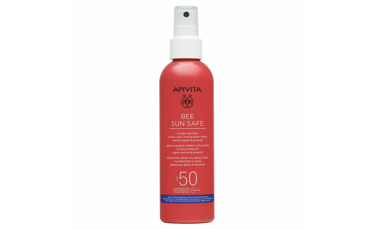 APIVITA, Bee Sun Safe, Ενυδατικό Spray, Ελαφριάς Υφής για Πρόσωπο & Σώμα SPF50, αντηλιακό Spray, αντηλιακό για Πρόσωπο & Σώμα, 5201279080228