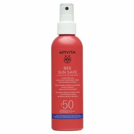 APIVITA, Bee Sun Safe, Ενυδατικό Spray, Ελαφριάς Υφής για Πρόσωπο & Σώμα SPF50, αντηλιακό Spray, αντηλιακό για Πρόσωπο & Σώμα, 5201279080228