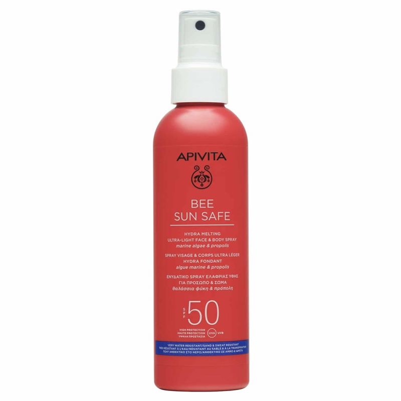 APIVITA, Bee Sun Safe, Ενυδατικό Spray, Ελαφριάς Υφής για Πρόσωπο & Σώμα SPF50, αντηλιακό Spray, αντηλιακό για Πρόσωπο & Σώμα, 5201279080228