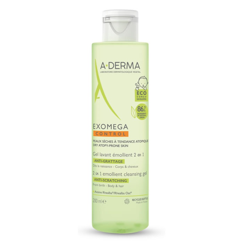 ADERMA Exomega Control Gel Καθαρισμού για Σώμα/Μαλλιά - Ατοπικό Δέρμα