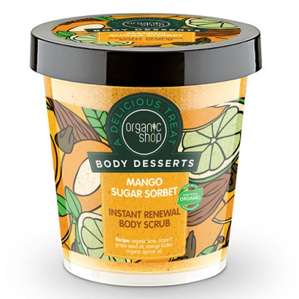 NATURA SIBERICA Organic Shop Body Desserts Mango Sugar Sorbet, Μάνγκο & Ζάχαρη Απολεπιστικό σώματος άμεσης ανανέωσης