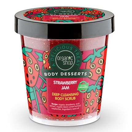 NATURA SIBERICA  Organic Shop Body Desserts Strawberry Jam, Μαρμελάδα Φράουλα Απολεπιστικό σώματος για βαθύ καθαρισμό