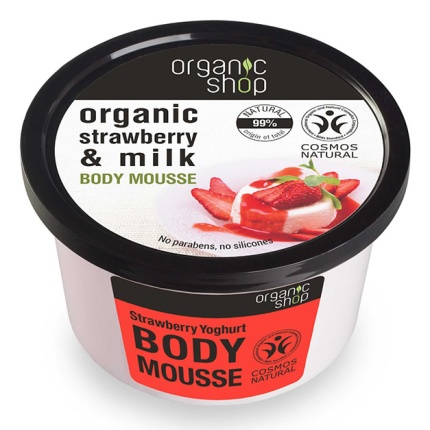 NATURA SIBERICA Organic shop Strawberry Yoghurt Body Mousse, Βιολογική φράουλα & γάλα, Body Mousse