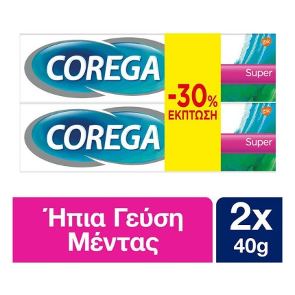 COREGA Promo (-30%) 3D Hold Super Cream Στερεωτική Κρέμα Οδοντοστοιχιών 2x40gr