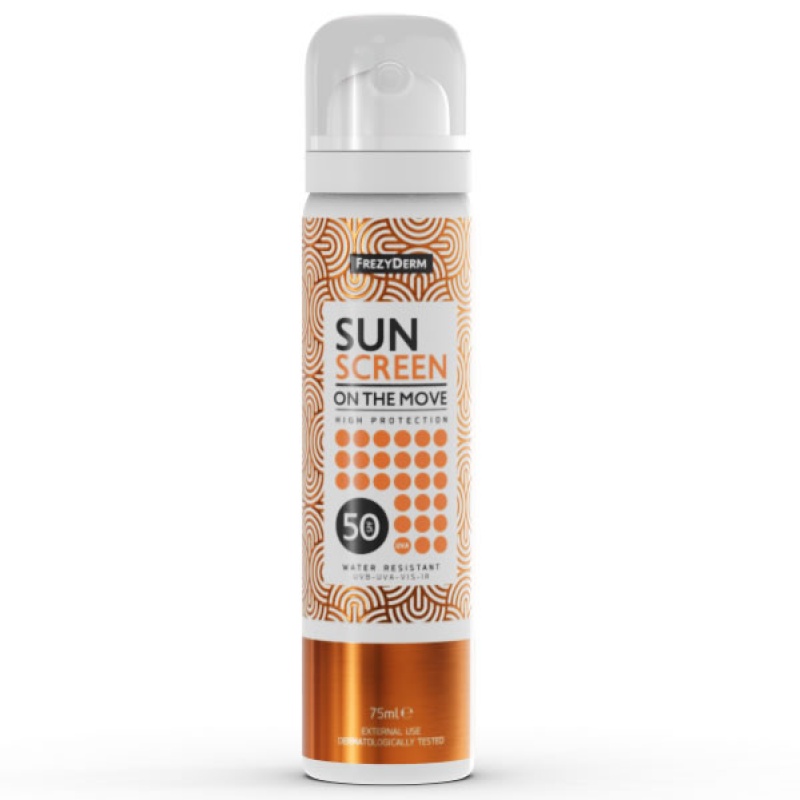 FREZYDERM, Sun Screen On The Move, Αντηλιακό Spray Προσώπου, SPF50, 5202888222443