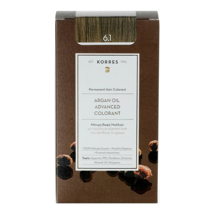 KORRES Μόνιμη Βαφή Μαλλιών Argan Oil Advanced Colorant ASH DARK BLONDE 6.1