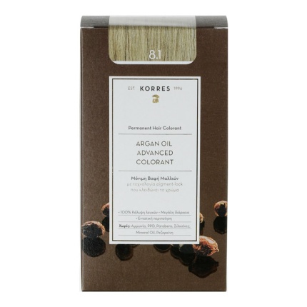KORRES Μόνιμη Βαφή Μαλλιών Argan Oil Advanced Colorant Light Ash Blonde 8.1