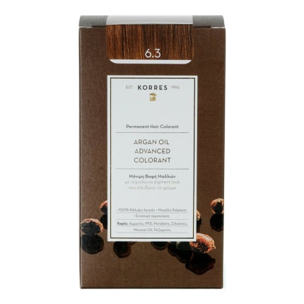 KORRES Μόνιμη Βαφή Μαλλιών, Argan Oil Advanced Colorant, GOL/DAR Honey Brown 6.3