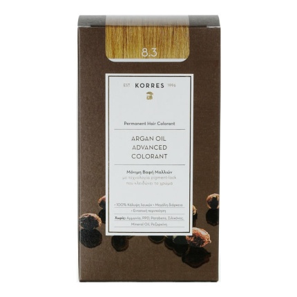 KORRES Μόνιμη Βαφή Μαλλιών Argan Oil Advanced Colorant GOLD/Light Honey Blonde 8.3