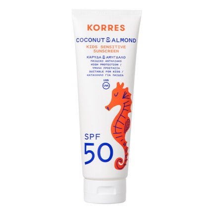 KORRES Kids Sensitive Sunscreen SPF50 Coconut & Almond Παιδικό Αντηλιακό Γαλάκτωμα για Πρόσωπο & Σώμα 250ml