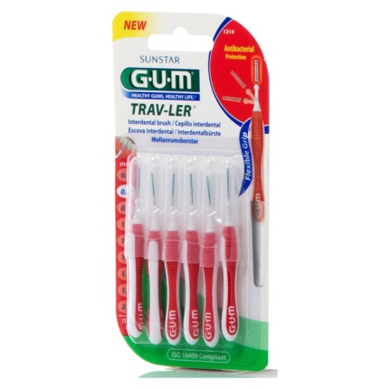 GUM Trav-ler Μεσοδόντια Βουρτσάκια Κόκκινα 0.8mm 6τεμ