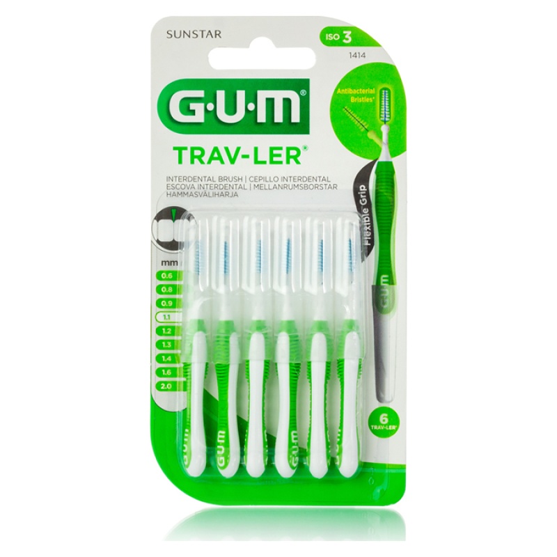 GUM Trav-ler Μεσοδόντια Βουρτσάκια Πράσινα 1.1mm 6τεμ