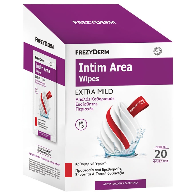 FREZYDERM Intim Area Wipes pH4, Μαντηλάκια Καθαρισμού Ευαίσθητης Περιοχής