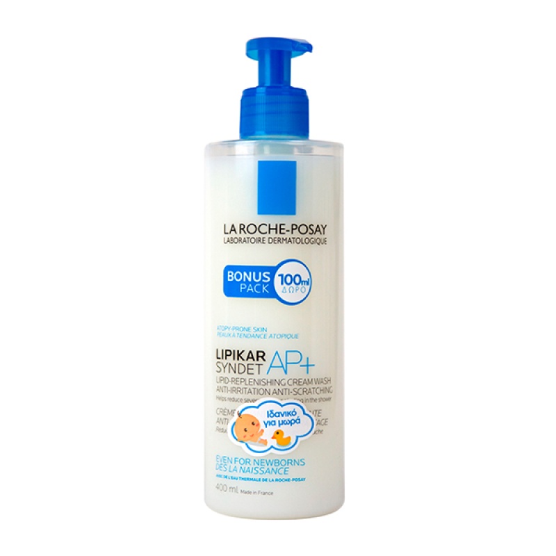 LA ROCHE POSAY Lipikar Syndet ΑP+, Κρέμα Καθαρισμού Αναπλήρωσης Λιπιδίων Κατά των Ερεθισμών 400ml