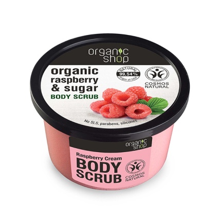 NATURA SIBERICA Organic Shop Body scrub Raspberry Cream, Scrub σώματος, Βατόμουρου και Ζάχαρη
