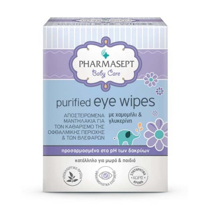 PHARMASEPT Baby Purified Eye Wipes, Αποστειρωμένα Μαντηλάκια