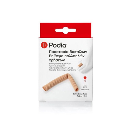 PODIA Extra Long Tube Fabric + Gel, Προστασία Δακτύλων Επίθεμα Πολλαπλών Χρήσεων One Size