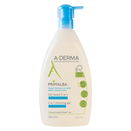 A-DERMA - Primalba Ζέλ Καθαρισμού 2 Σε 1 Για Το Ευαίσθητο Βρεφικό Δέρμα 500ml