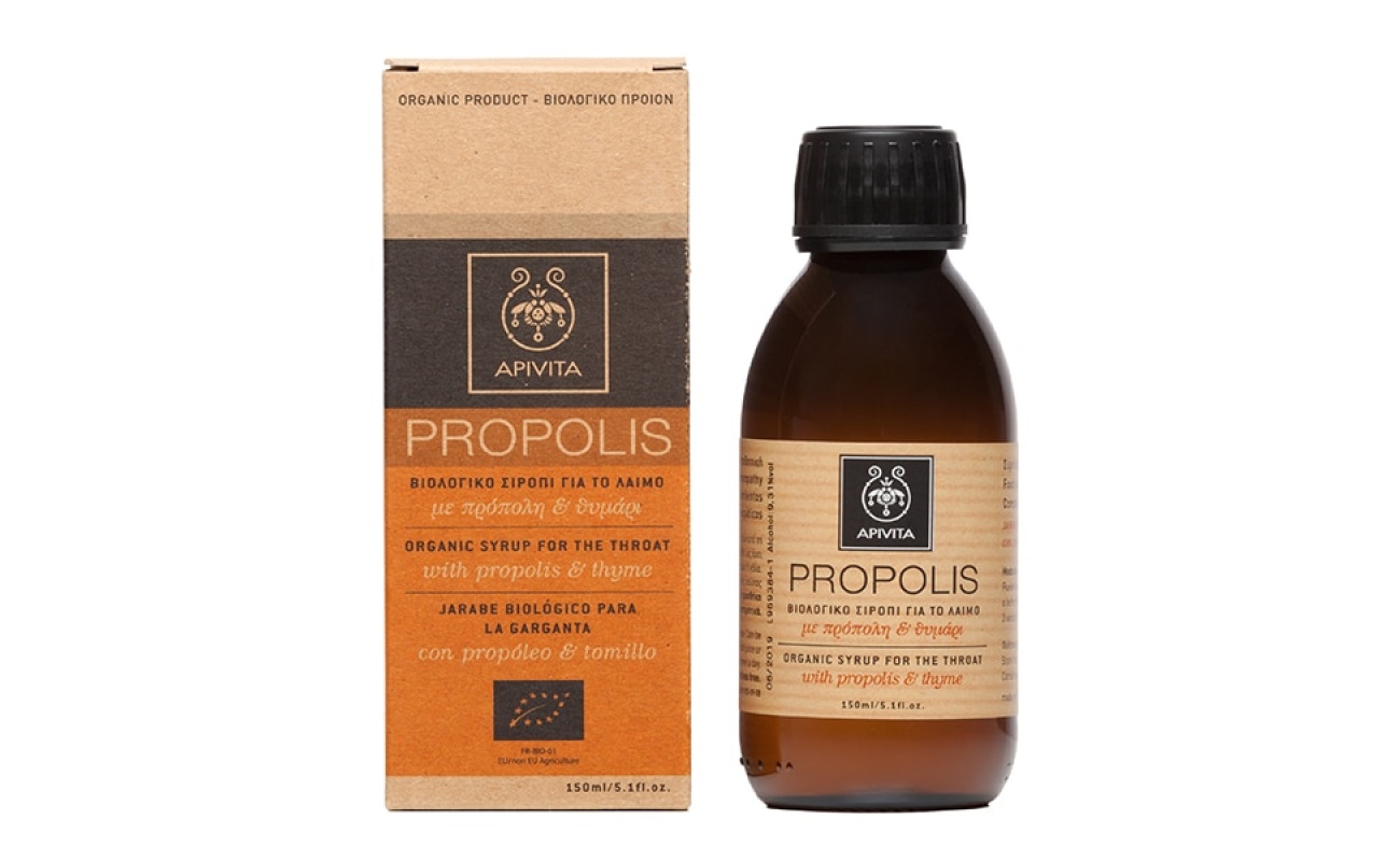 APIVITA Propolis Βιολογικό Σιρόπι για Λαιμό Πρόπολη + Θυμάρι 150ml