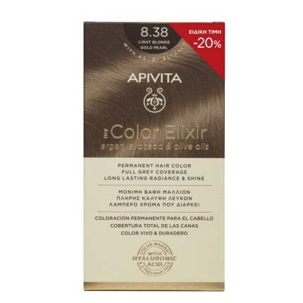 APIVITA My Color Elixir Μόνιμη Βαφή Μαλλιών No 8.38 Ξανθό Ανοιχτό Μελί Περλέ -20%