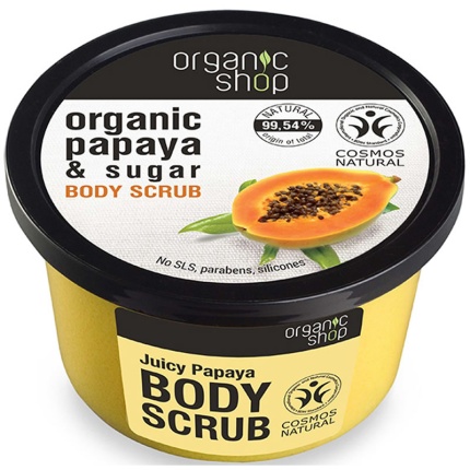 NATURA SIBERICA Organic Shop Body Scrub Juicy Papaya Scrub Σώματος Παπάγια και Ζάχαρη 250ml