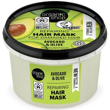 NATURA SIBERICA Organic Shop Μάσκα Μαλλιών για Γρήγορη Επανόρθωση Αβοκάντο & Ελιά 250ml