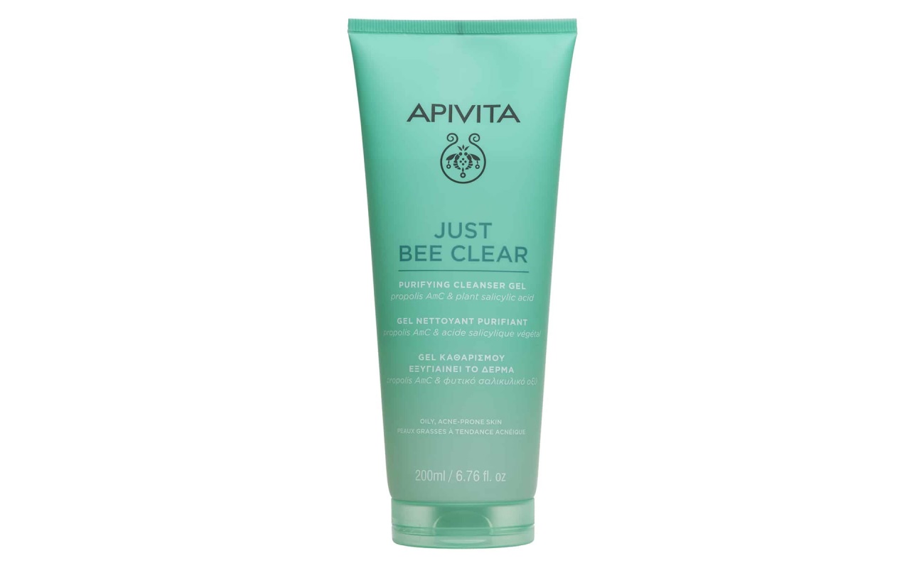 APIVITA, Just Bee Clear, Gel Καθαρισμού προσωπου, Εξυγιαίνει τη Λιπαρή Επιδερμίδα με Τάση Ακμής, 5201279099244