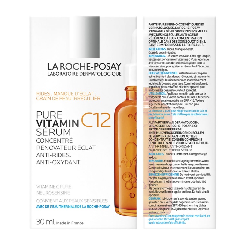 LA ROCHE-POSAY, Pure Vitamin C12 Serum, Aντιοξειδωτικός Αντιρυτιδικός Ορός, Ορός με Βιταμίνη C, 3337875909235