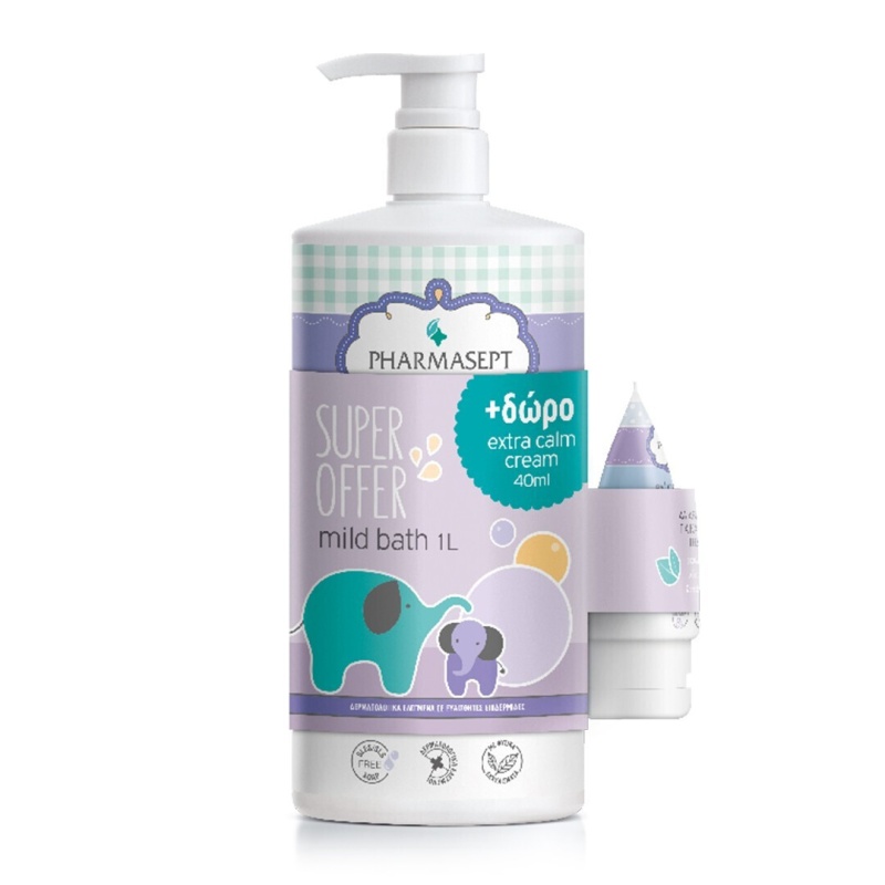 PHARMASEPT, Baby Care Mild Bath, Βρεφικό Αφρόλουτρο, 5205122003822, ΔΩΡΟ Extra Calm Cream